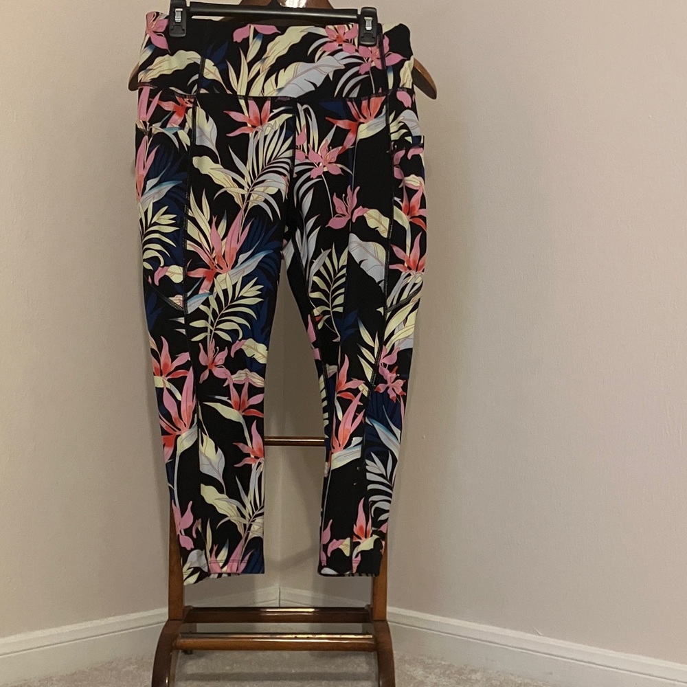 Avia Women's Floral Print Leggings - Black, Pink, Blue